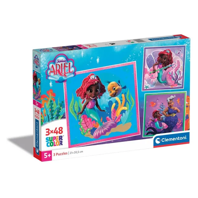 clementoni-ariel-3x48-pi-ces-puzzles-princesses-disney-32-x-22-cm image 1