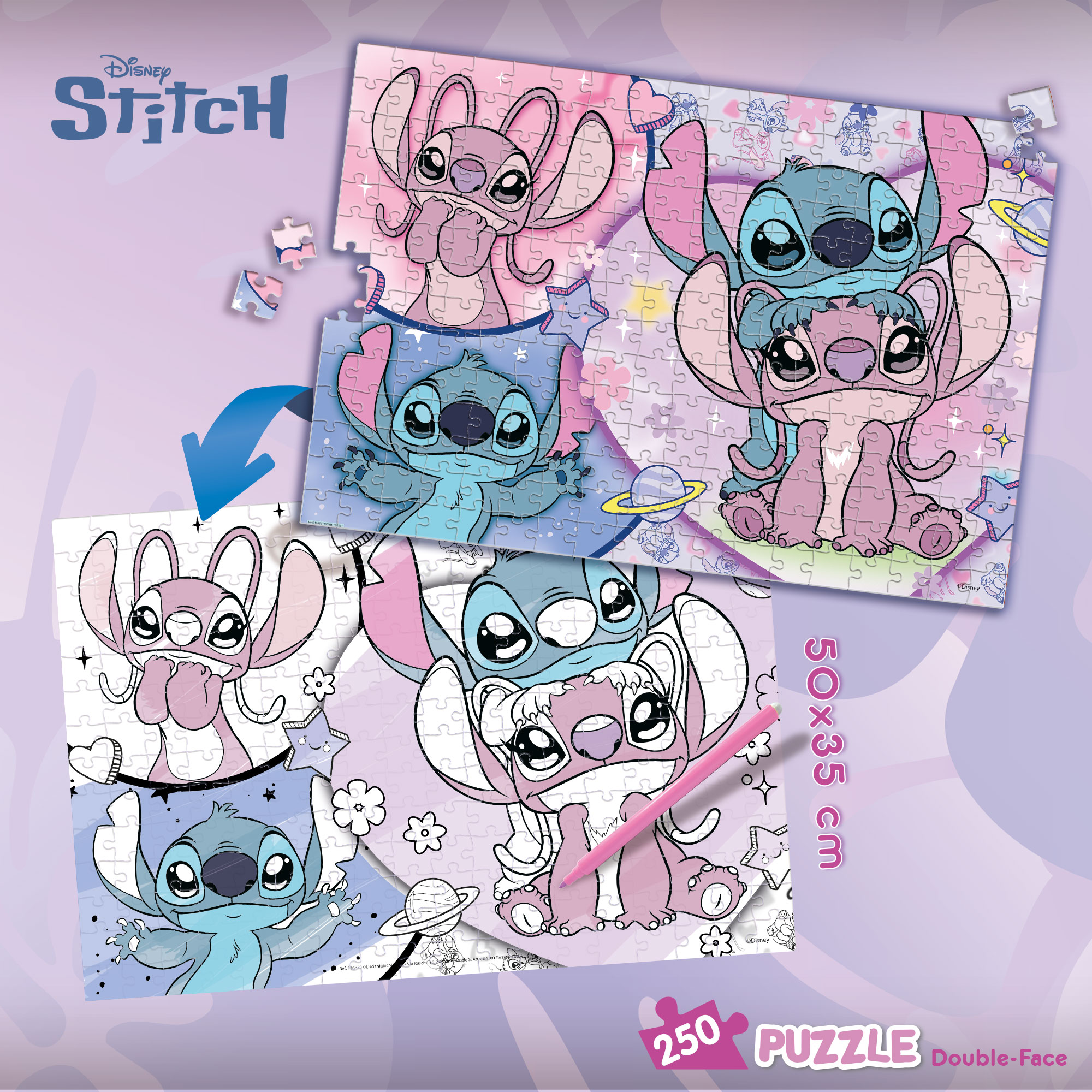 lisciani-disney-puzzle-df-plus-250-stitch-puzzle-250-pi-ces-colorier image 4