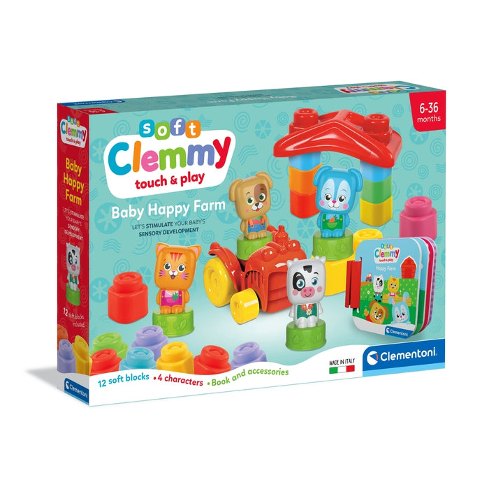 clemmy-baby-clementoni-happy-farm-briques-souples-avec-tracteur image 1
