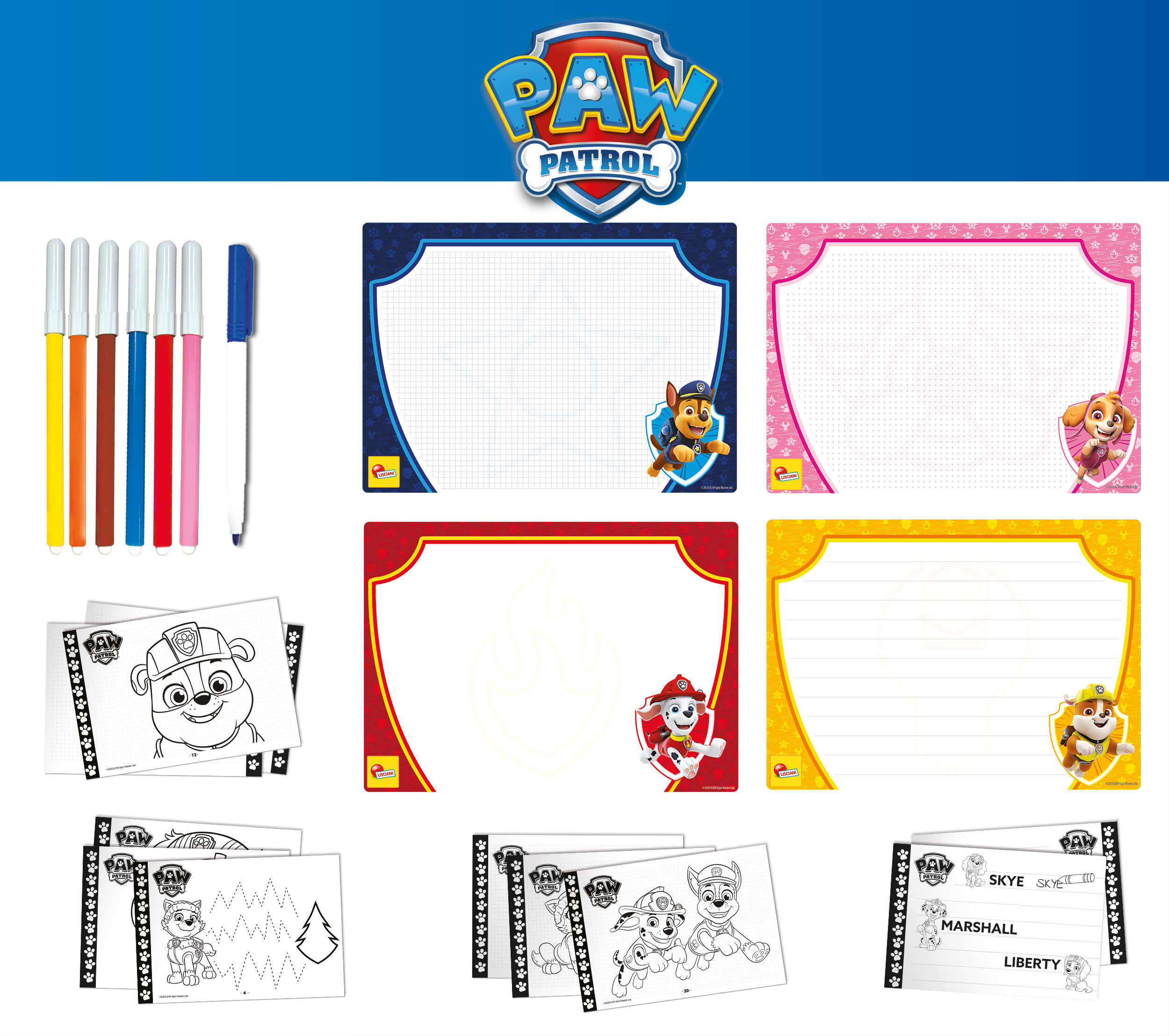 lisciani-paw-patrol-drawing-school-cole-de-dessin-avec-livre-et-ardoises image 3