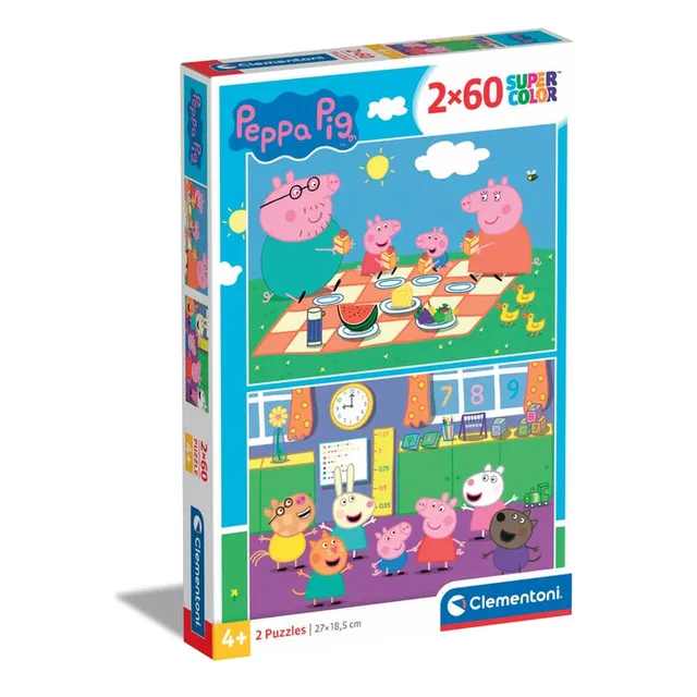 clementoni-peppa-pig-2-x-60-pieces-puzzles-enfant-27-x-19-cm-4-6-ans image 1