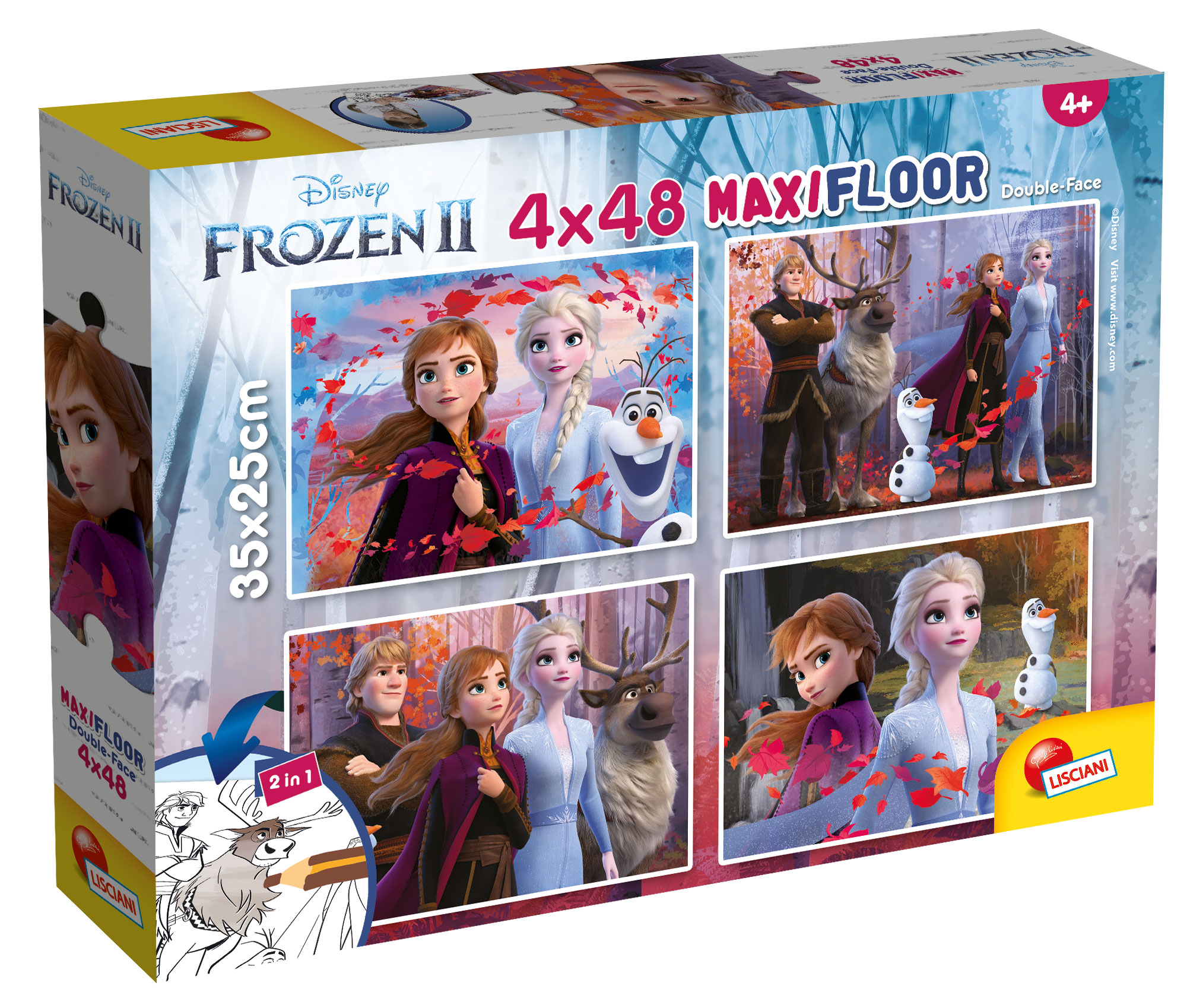 lisciani-disney-maxi-puzzle-double-face-4x48-frozen-2-la-reine-des-neiges-2 image 1