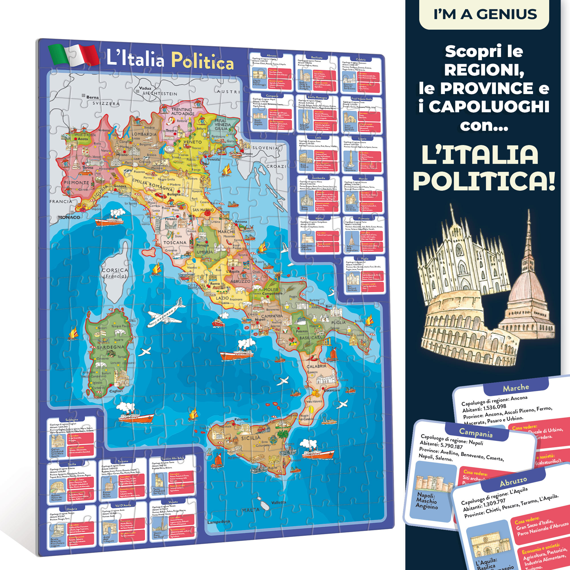 lisciani-i-m-a-genius-geopuzzle-la-mia-bella-italia-puzzle-g-ographique image 3