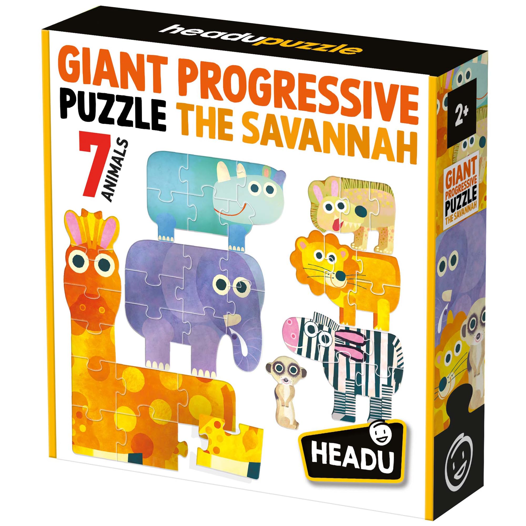 headu-giant-progressive-puzzle-the-savannah-7-puzzles-animaux-2-5-ans image 1