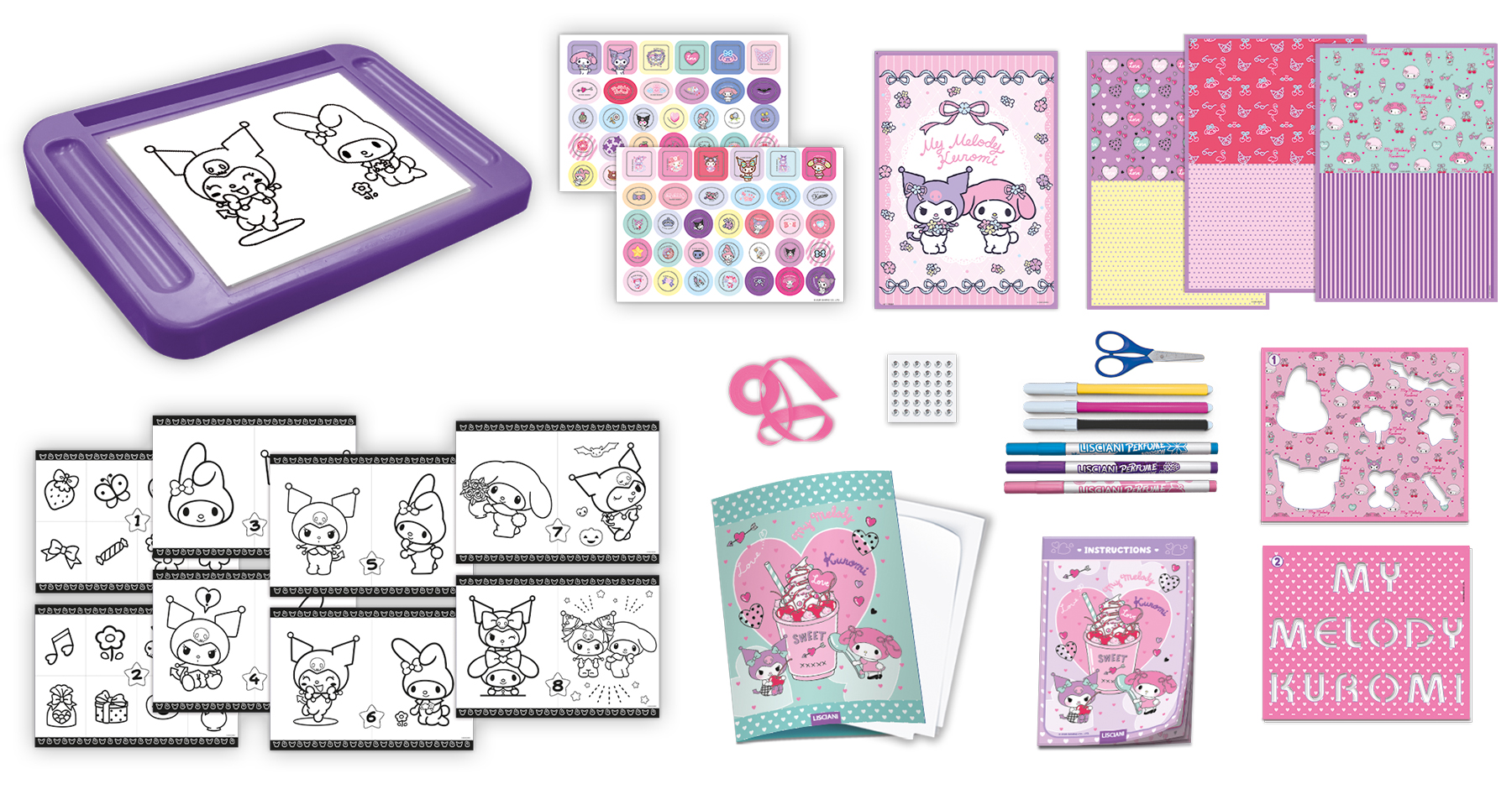 lisciani-the-moon-academy-kuromi-my-melody-cole-de-dessin-table-lumineuse image 3