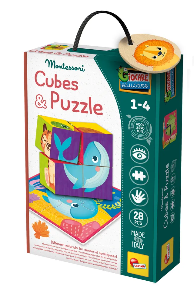 lisciani-montessori-baby-wood-cubes-and-puzzle-2-en-1-cubes-en-bois-b-b image 1