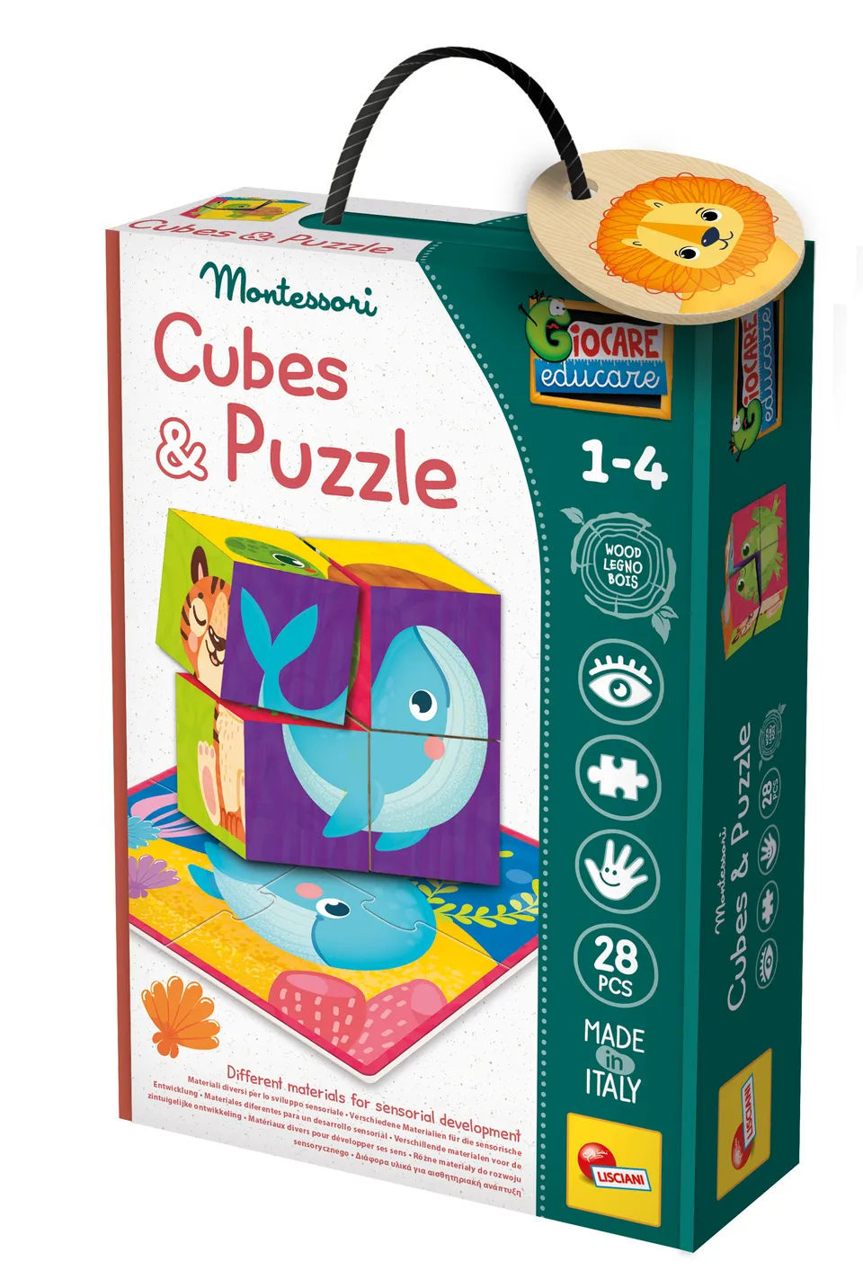 lisciani-montessori-baby-wood-cubes-and-puzzle-2-en-1-cubes-en-bois-b-b image 1
