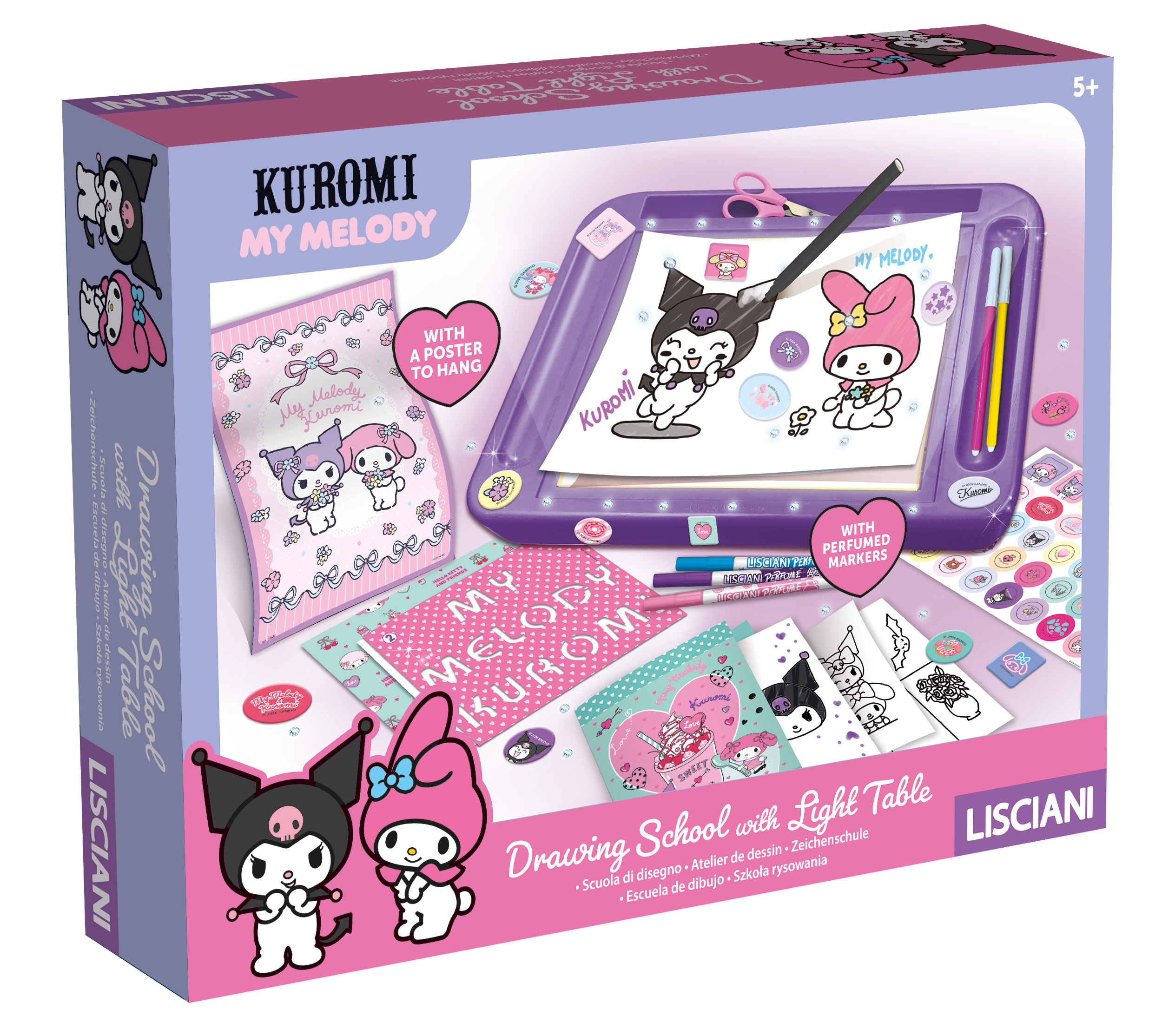lisciani-the-moon-academy-kuromi-my-melody-cole-de-dessin-table-lumineuse image 1