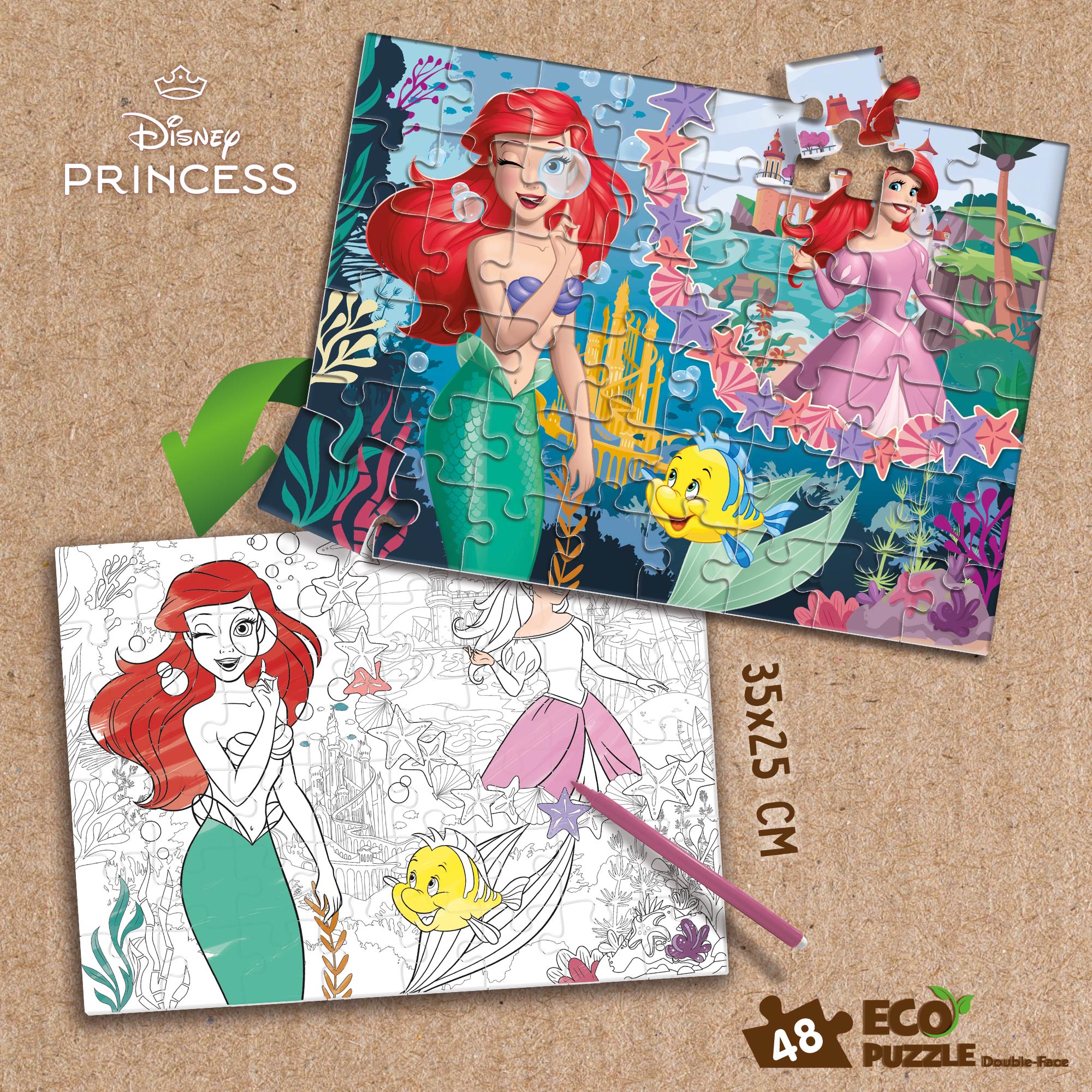 lisciani-disney-eco-puzzle-mini-df-48-ariel-puzzle-48-pi-ces-colorier image 4