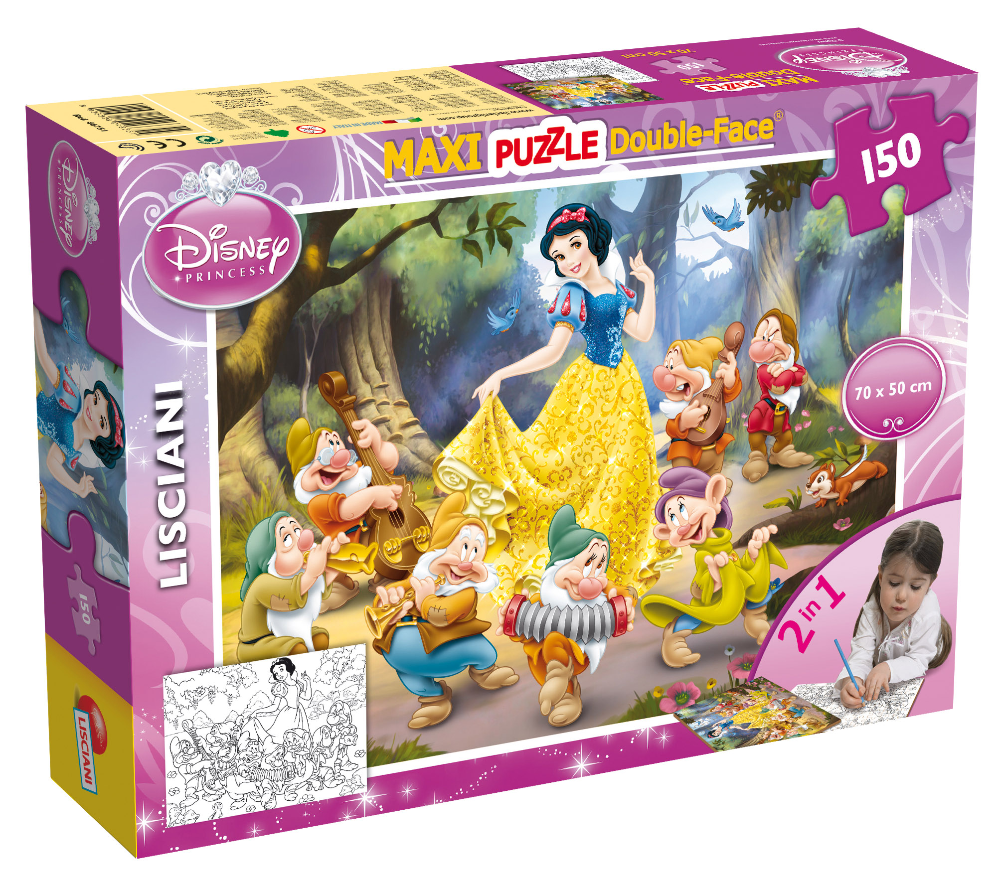 lisciani-disney-puzzle-double-face-maxi-floor-150-blanche-neige image 1