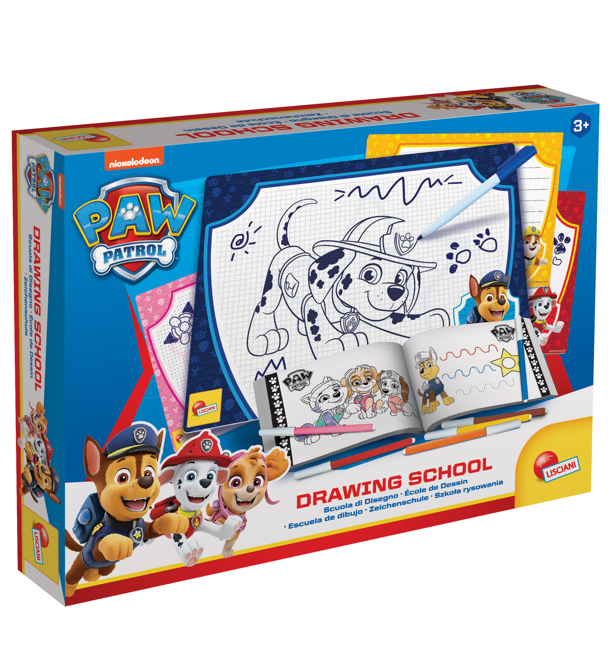 lisciani-paw-patrol-drawing-school-cole-de-dessin-avec-livre-et-ardoises image 1