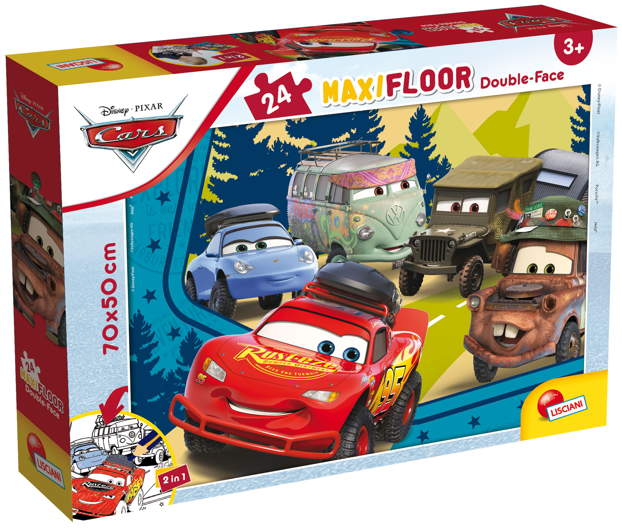 lisciani-disney-puzzle-double-face-maxi-floor-24-cars image 1