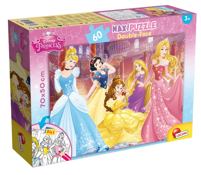 lisciani-disney-puzzle-maxi-floor-60-princess-grand-puzzle-de-sol-double-face image 1