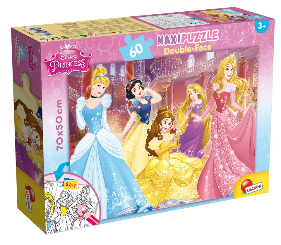 lisciani-disney-puzzle-maxi-floor-60-princess-grand-puzzle-de-sol-double-face image 1