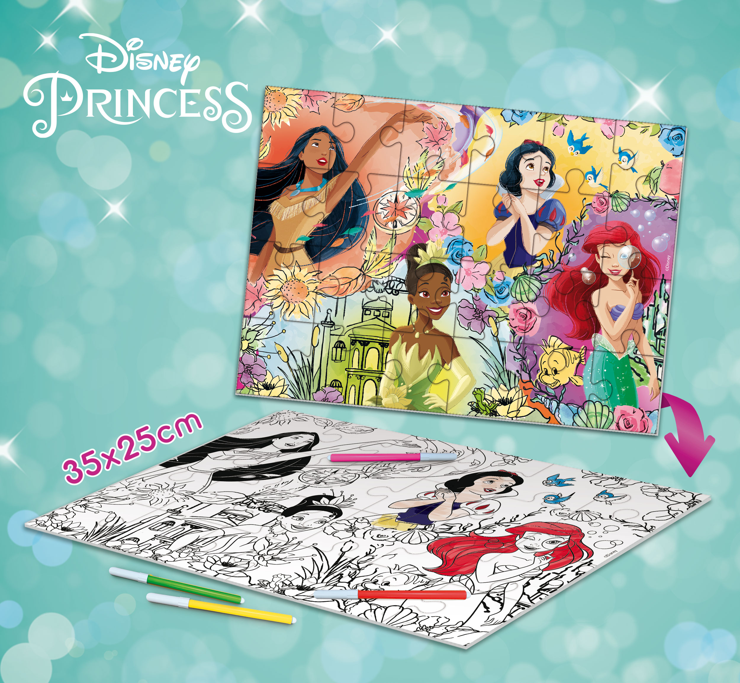 lisciani-disney-puzzle-df-m-plus-24-princess-puzzle-24-pi-ces-colorier image 4