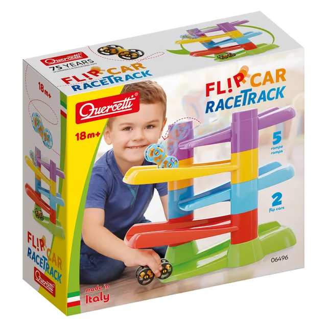 quercetti-6496-flip-car-race-track-circuit-de-billes-avec-voitures image 1