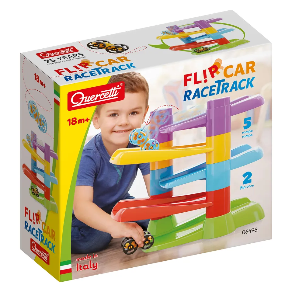 quercetti-6496-flip-car-race-track-circuit-de-billes-avec-voitures image 1
