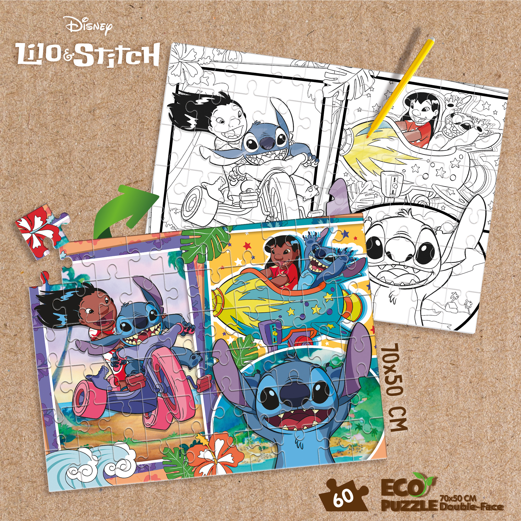 lisciani-disney-eco-puzzle-df-60-stitch-puzzle-60-pi-ces-colorier image 4