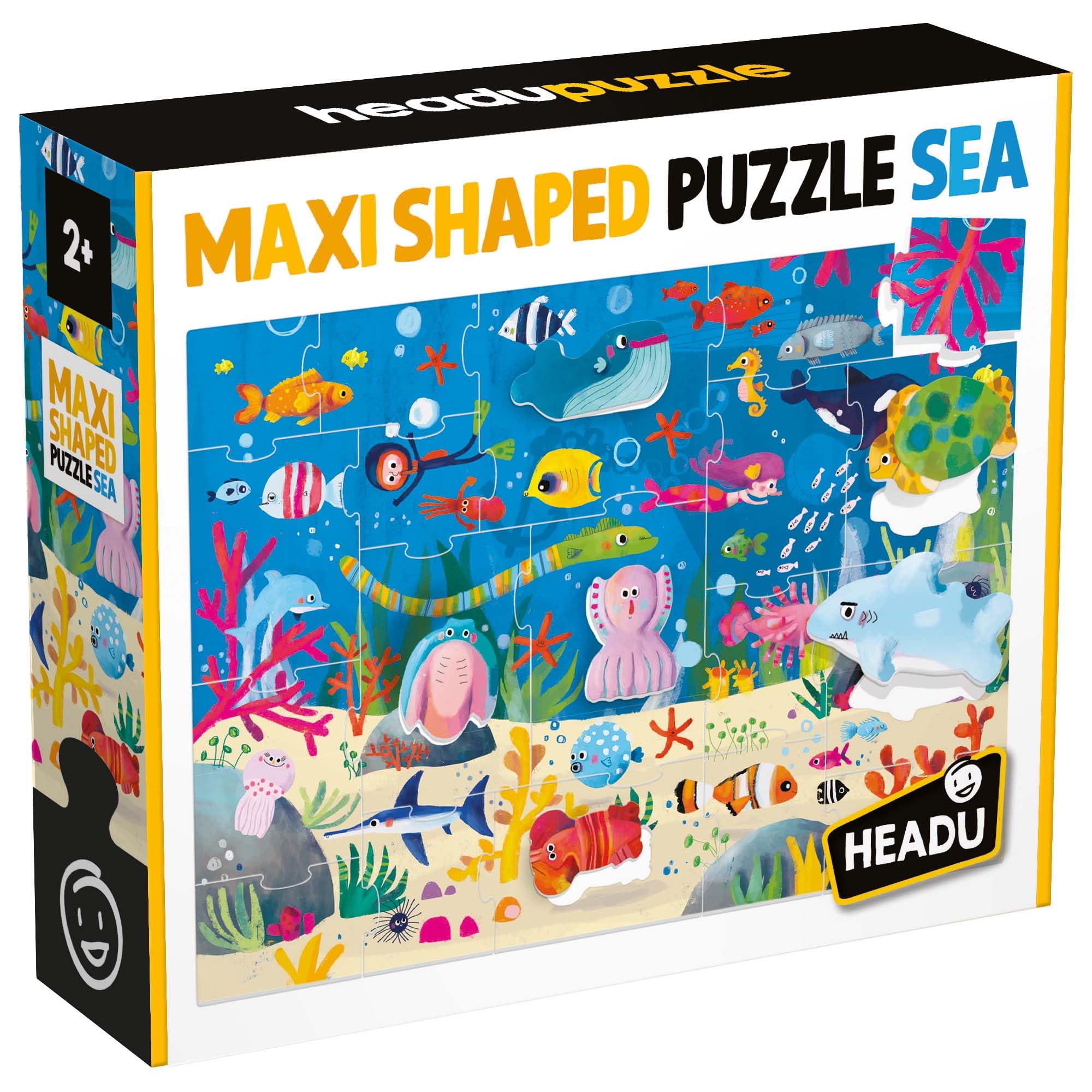 headu-maxi-shaped-puzzle-sea-puzzle-mer-19-pi-ces-6-animaux image 1