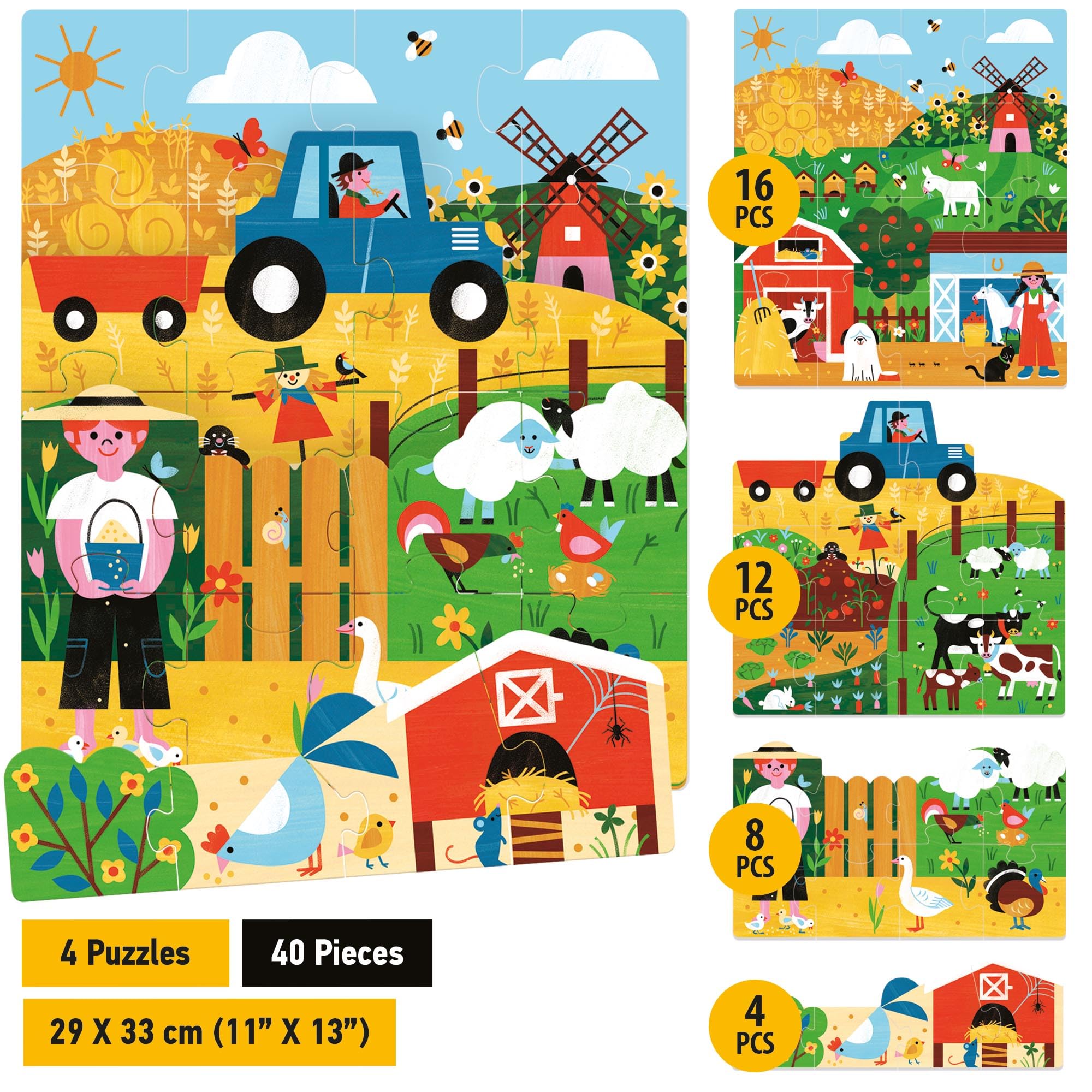 headu-playrama-puzzle-la-ferme-4-puzzles-3d-superposer-3-5-ans image 2