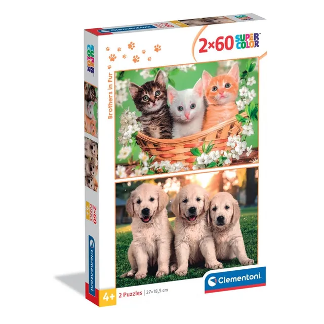 clementoni-brothers-in-fur-2-puzzles-enfants-60-pi-ces-27-x-19-cm image 1