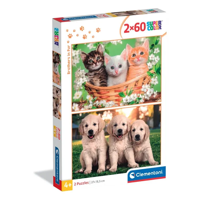 clementoni-brothers-in-fur-2-puzzles-enfants-60-pi-ces-27-x-19-cm image 1