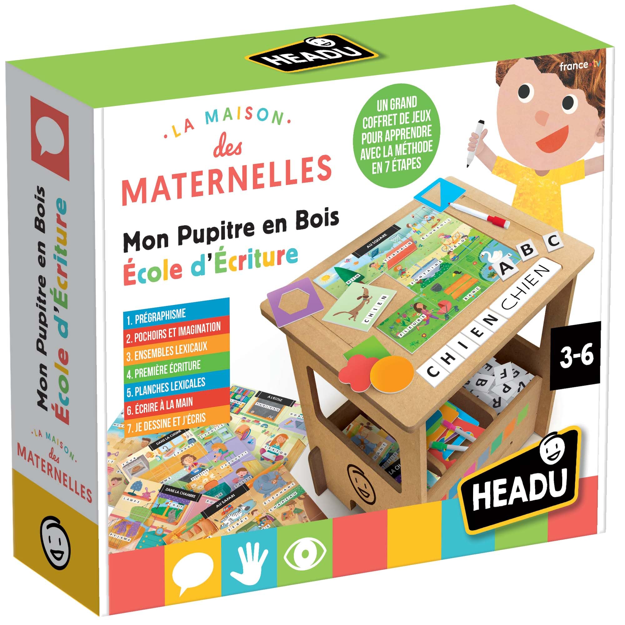 headu-pupitre-en-bois-cole-d-criture-m-thode-7-tapes-3-6-ans image 1