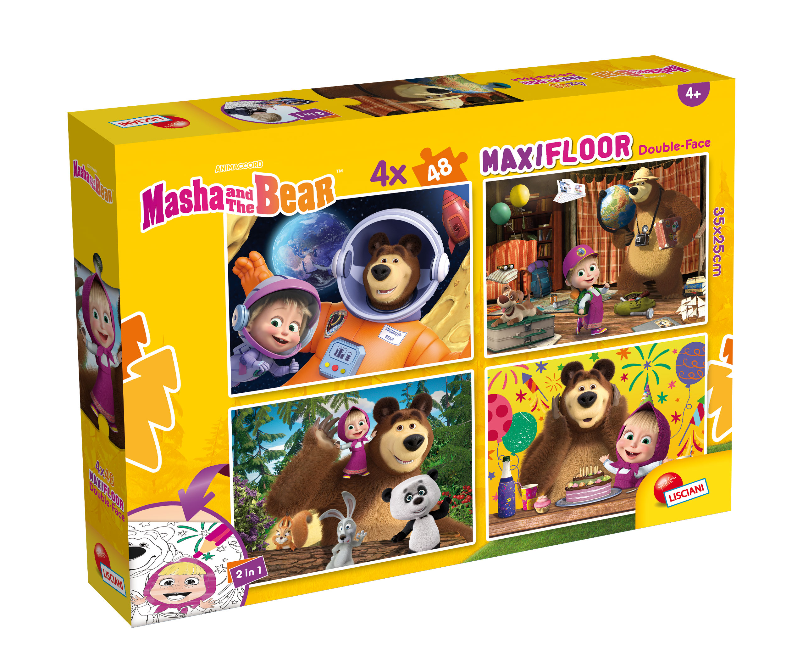 lisciani-masha-et-michka-puzzle-double-face-maxifloor-4x48 image 1