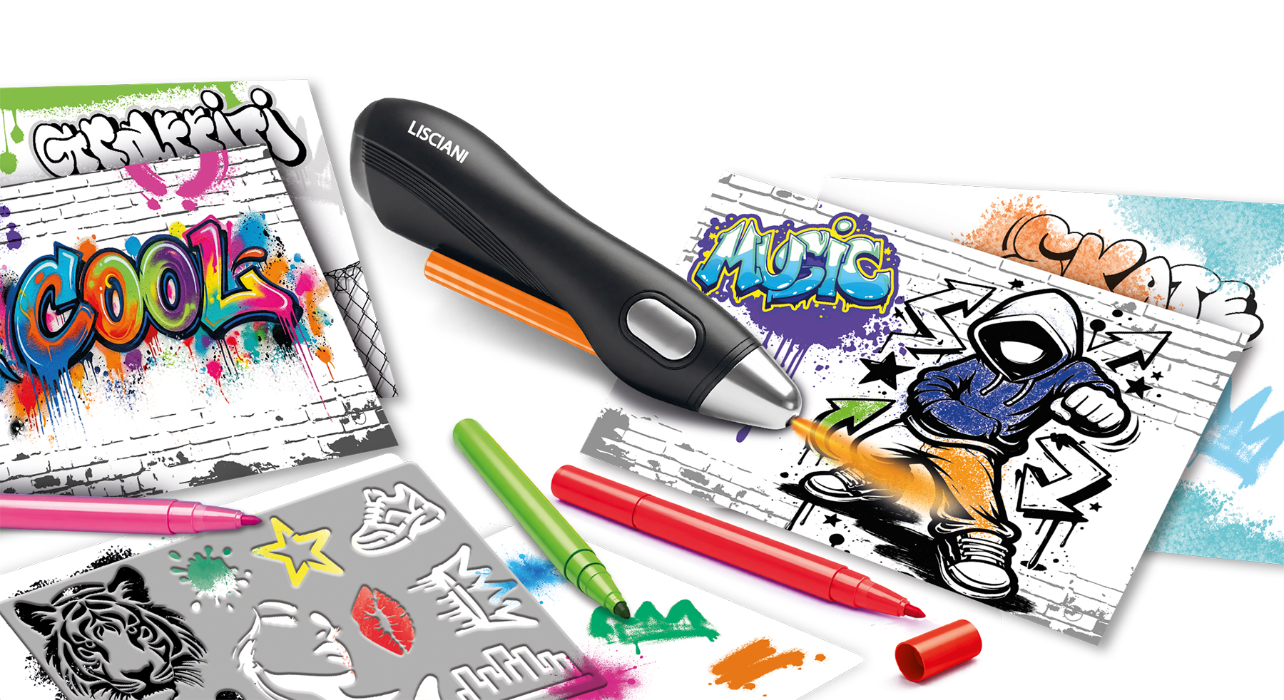 lisciani-i-m-a-genius-cr-ations-avec-a-rographe-kit-stencil-art image 2