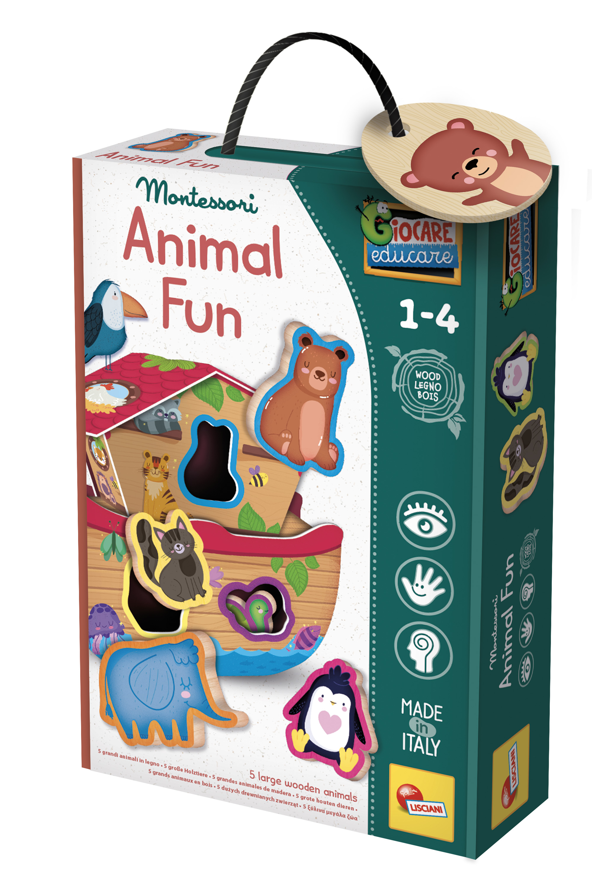 lisciani-montessori-baby-wood-animal-fun-arche-de-no-formes-en-bois image 1