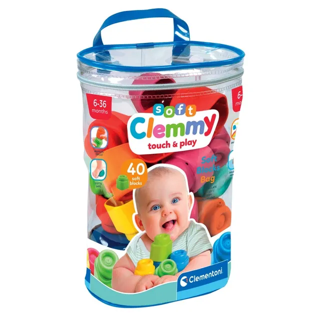 clementoni-soft-clemmy-sac-40-briques-de-construction-douces-b-b image 1