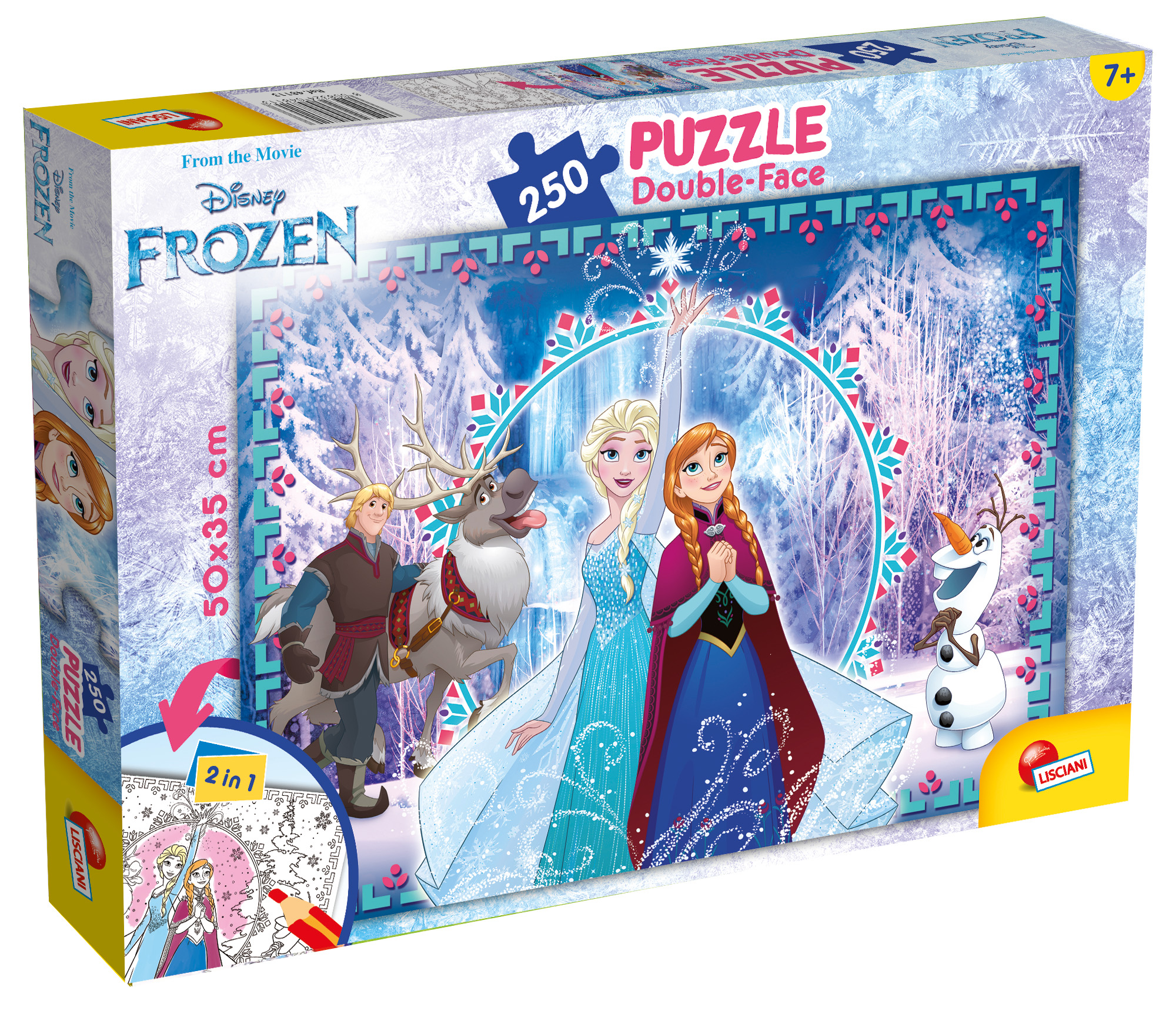 lisciani-disney-puzzle-double-face-plus-250-frozen-puzzle-250-pi-ces-colorier image 1