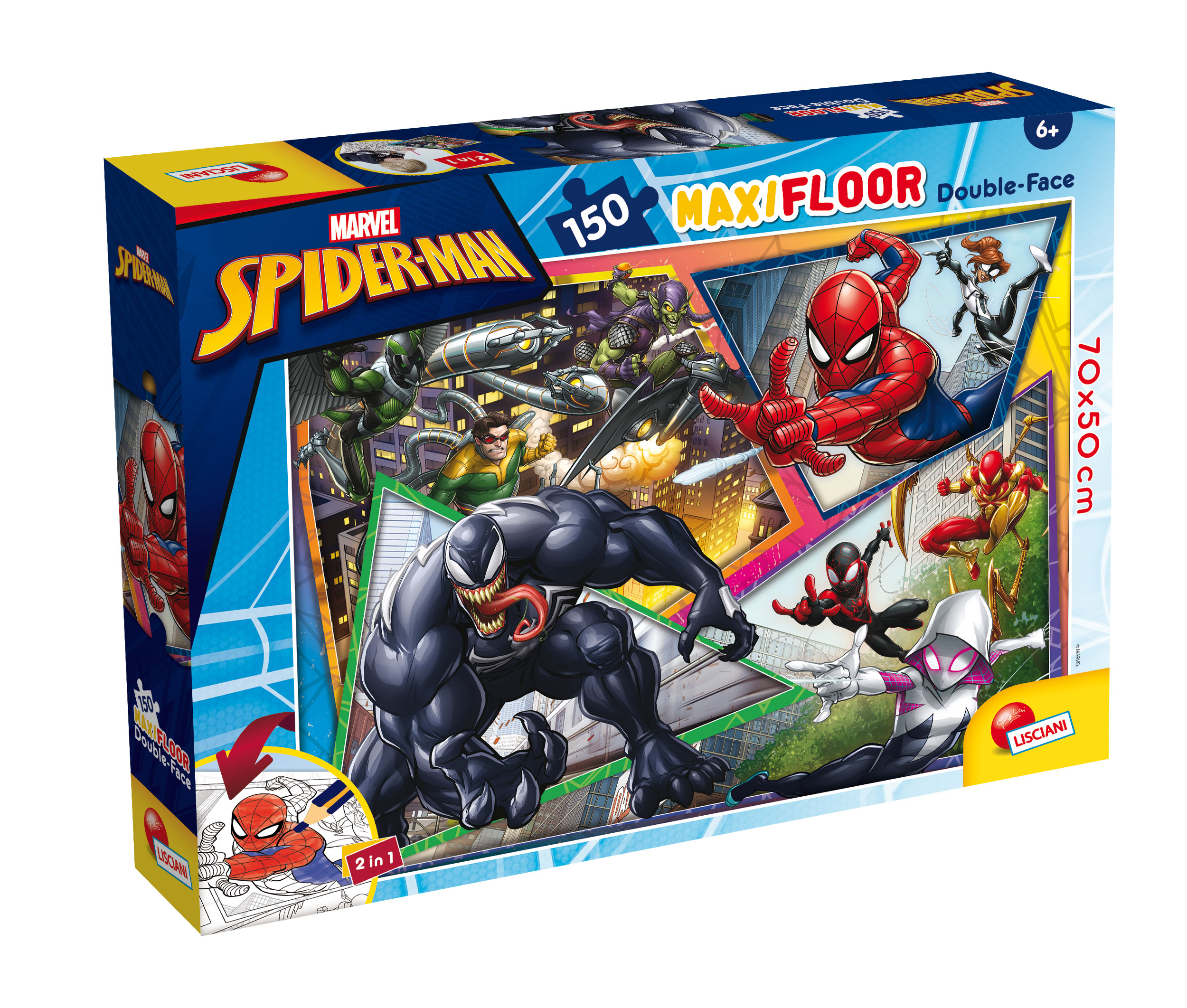 lisciani-marvel-puzzle-df-maxi-floor-150-spider-man-puzzle-g-ant-sol-colorier image 1