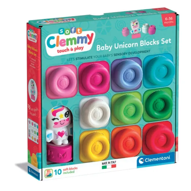 clementoni-soft-clemmy-baby-unicorn-blocks-set-10-briques image 1
