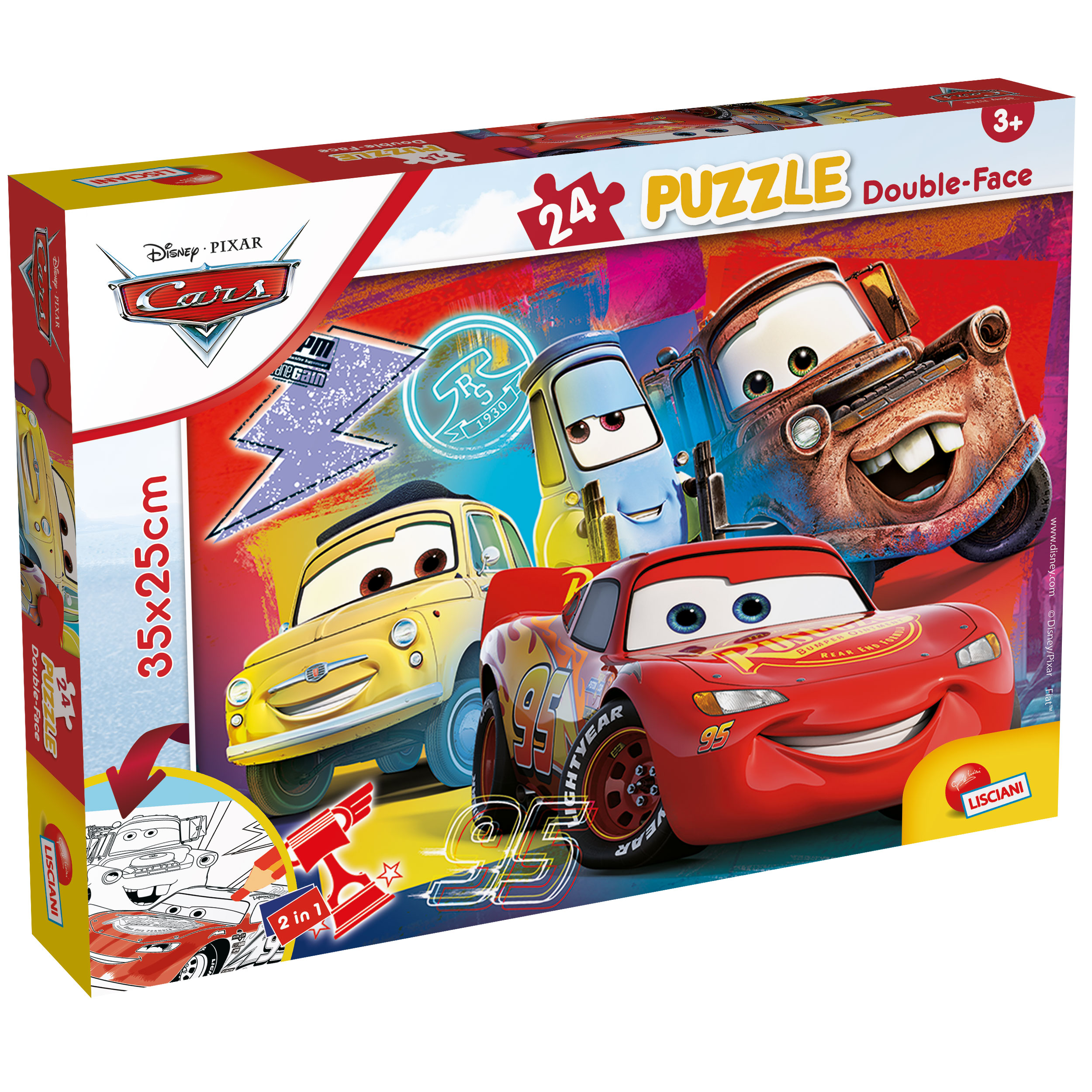 lisciani-disney-puzzle-df-m-plus-24-cars-puzzle-coloriage image 1