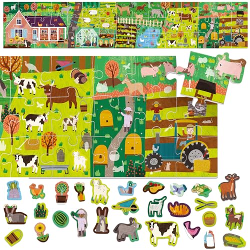 headu-puzzle-stickers-the-farm-long-puzzle-ducatif-45-pi-ces-106-stickers image 4