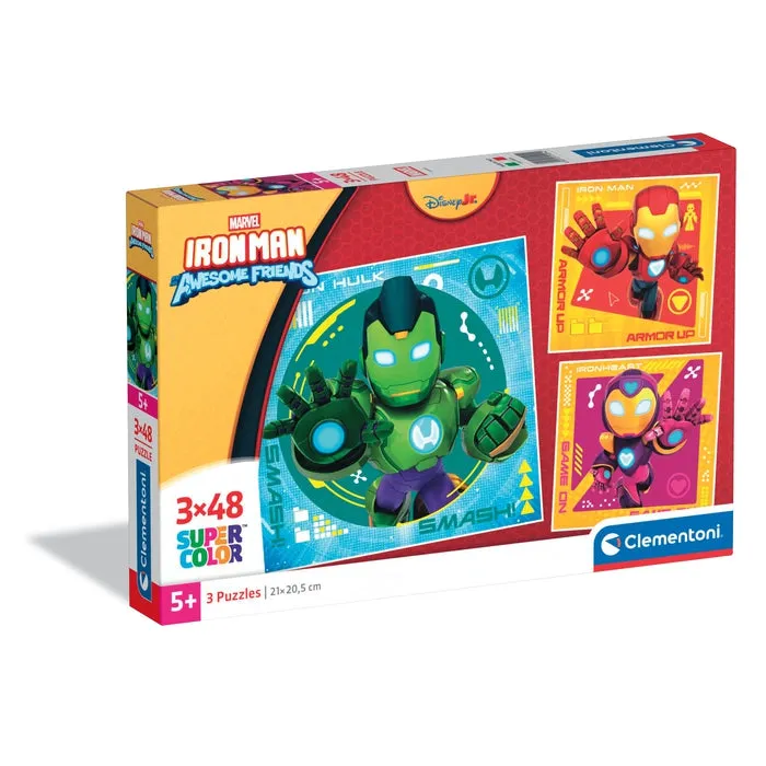 clementoni-iron-man-and-his-awesome-friends-3-puzzles-48-pi-ces image 1