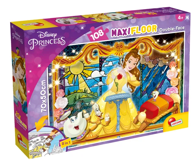 lisciani-disney-puzzle-double-face-maxi-floor-108-la-belle-et-la-b-te image 1