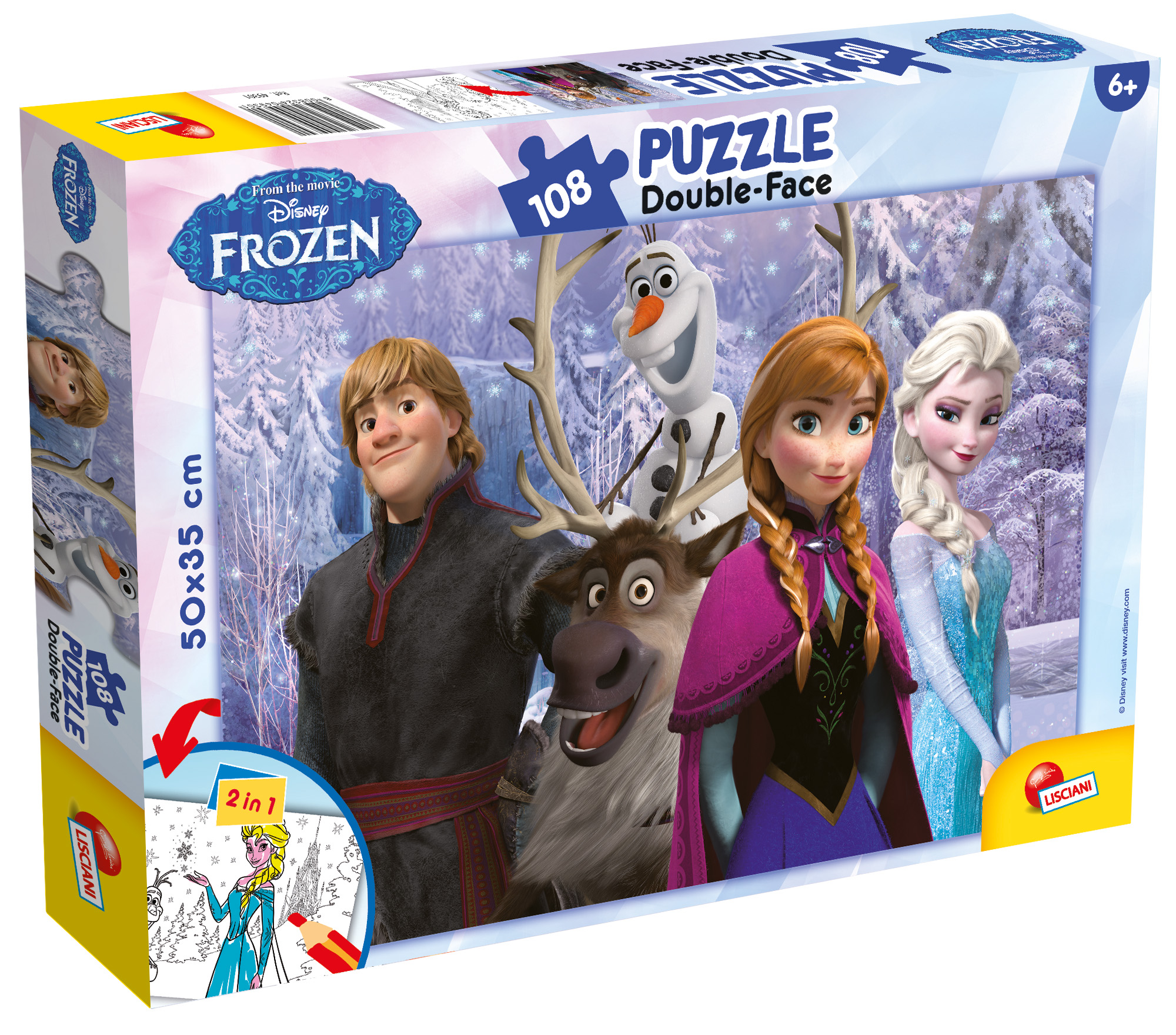 lisciani-disney-frozen-puzzle-double-face-plus-108-pi-ces-mes-amis-puzzle-colori image 1