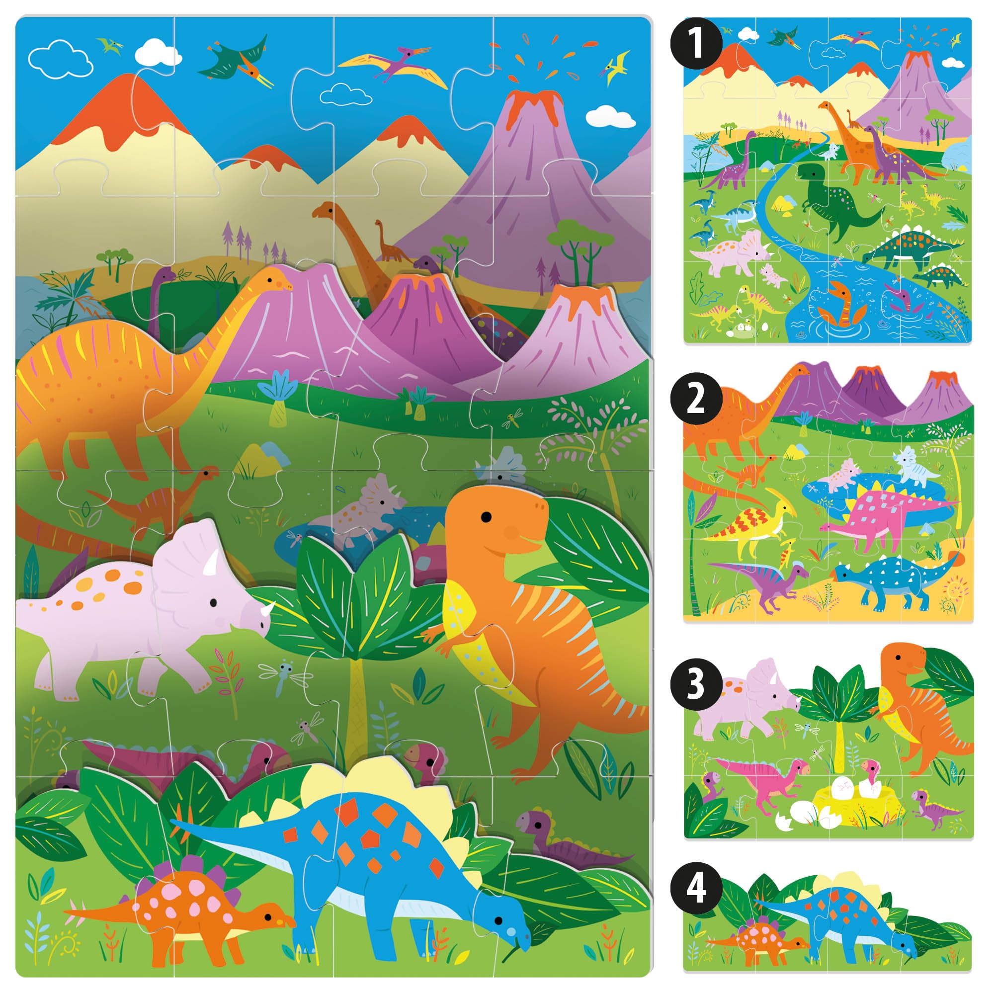 headu-playrama-puzzle-the-dinosaurs-puzzle-ducatif-3d-3-5-ans image 2