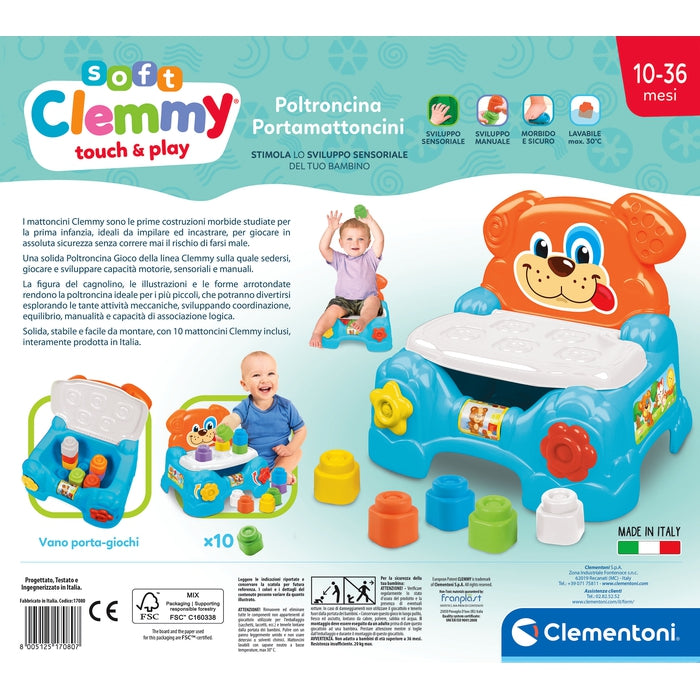 clementoni-soft-clemmy-fauteuil-chien-portamattoncini-10-briques-molles image 6
