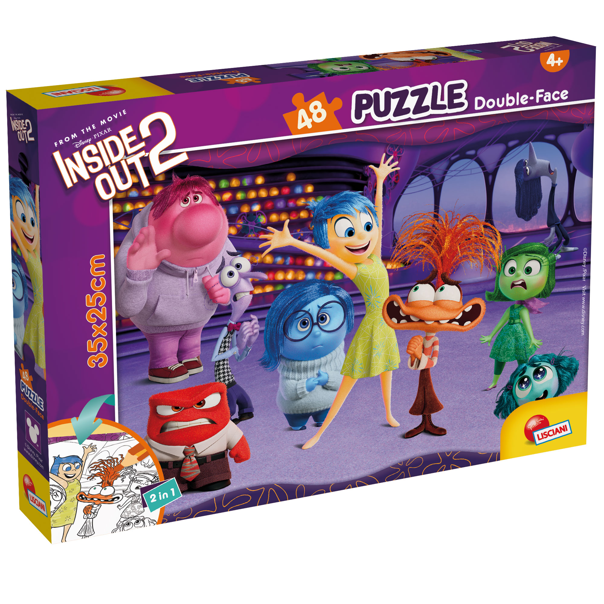 lisciani-disney-puzzle-df-m-plus-48-inside-out-2-puzzle-double-face-colorier image 1