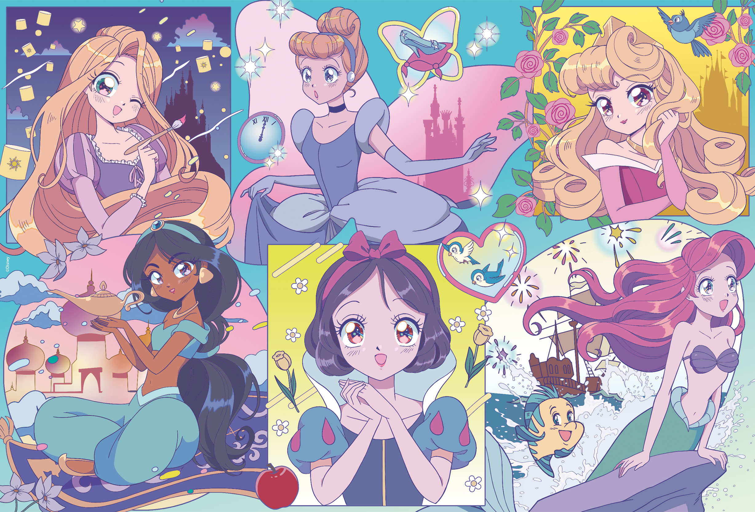 lisciani-disney-puzzle-df-plus-250-princess-manga-puzzle-colorier image 2