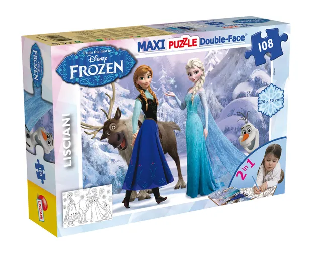 lisciani-disney-puzzle-double-face-maxi-floor-108-frozen-elsa-et-anna image 1