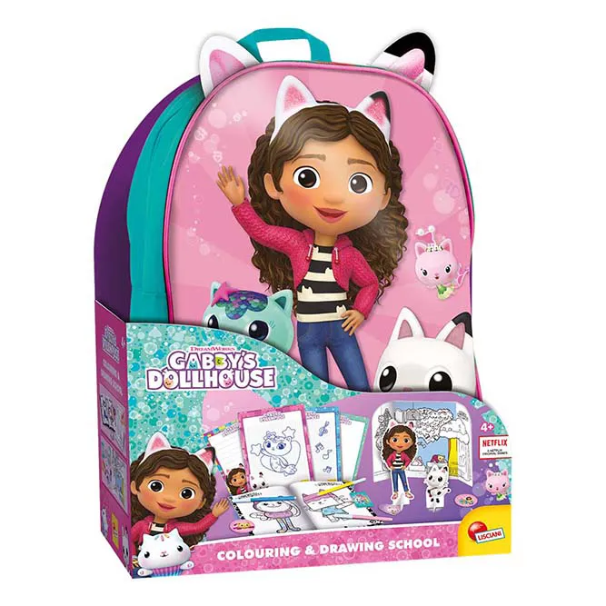 lisciani-gabby-s-dollhouse-zainetto-coloring-and-drawing-school-sac-dos-dessin-e image 1