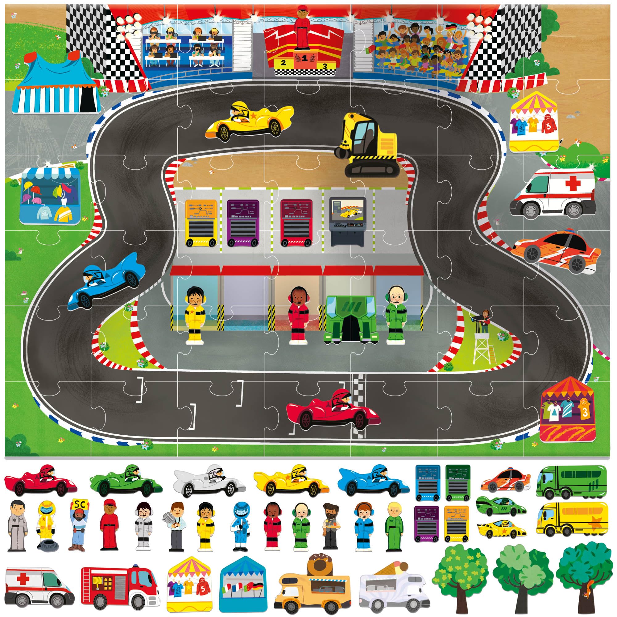 headu-giant-playset-puzzle-the-gran-prix-puzzle-circuit-42-pi-ces-86-figures image 2