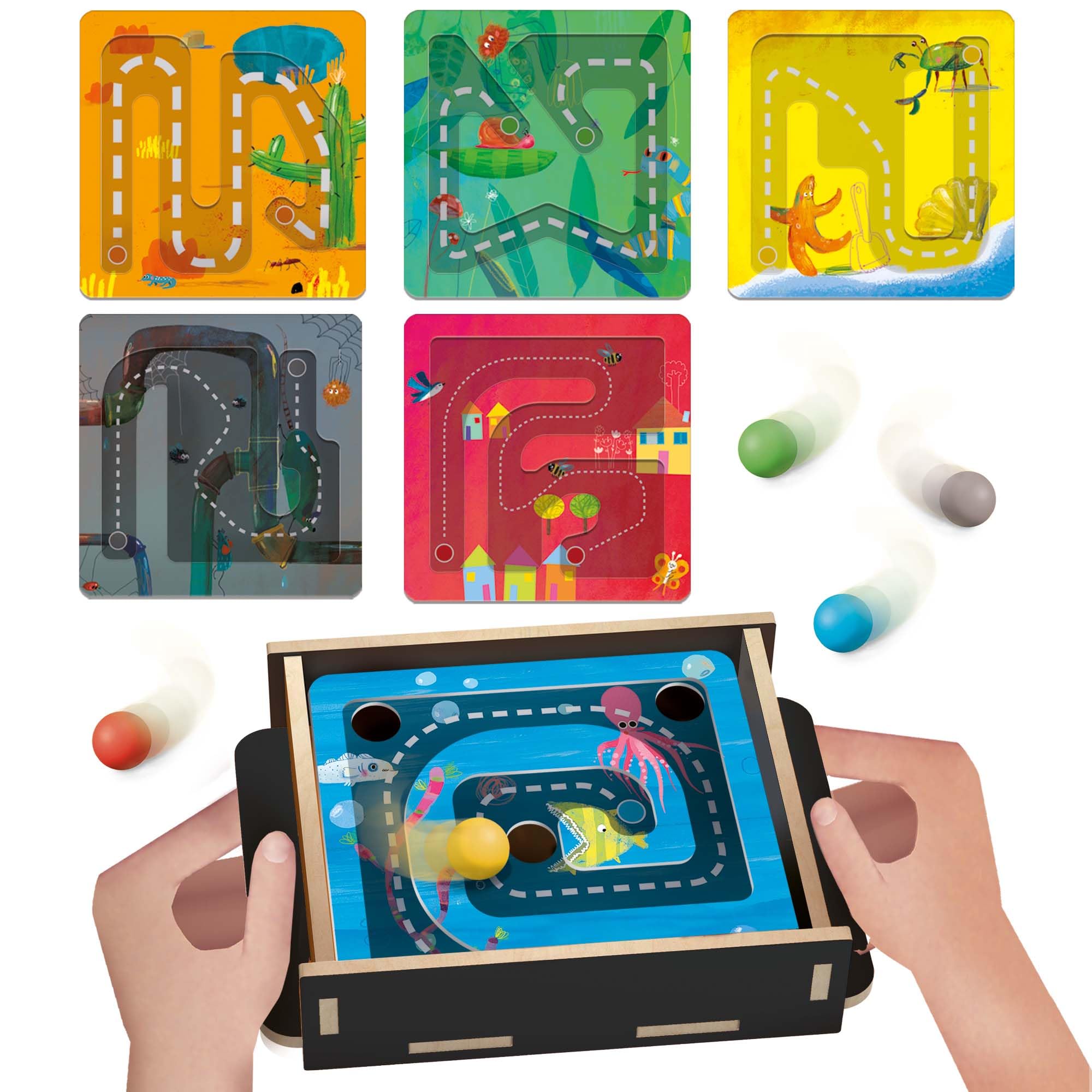 headu-tricks-traps-labyrinth-jeu-de-coordination-il-main-en-bois-3-6-ans image 2