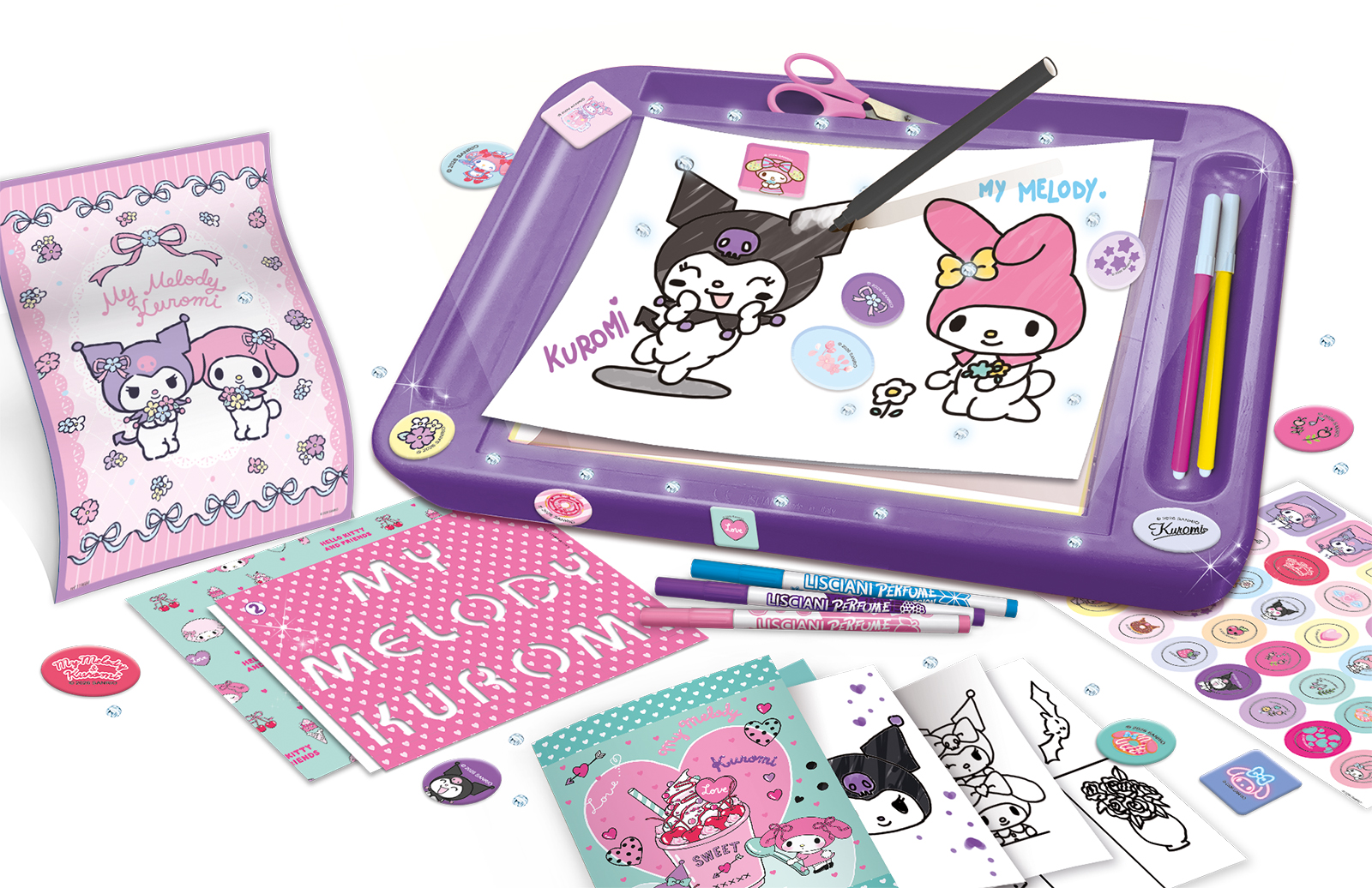 lisciani-the-moon-academy-kuromi-my-melody-cole-de-dessin-table-lumineuse image 2