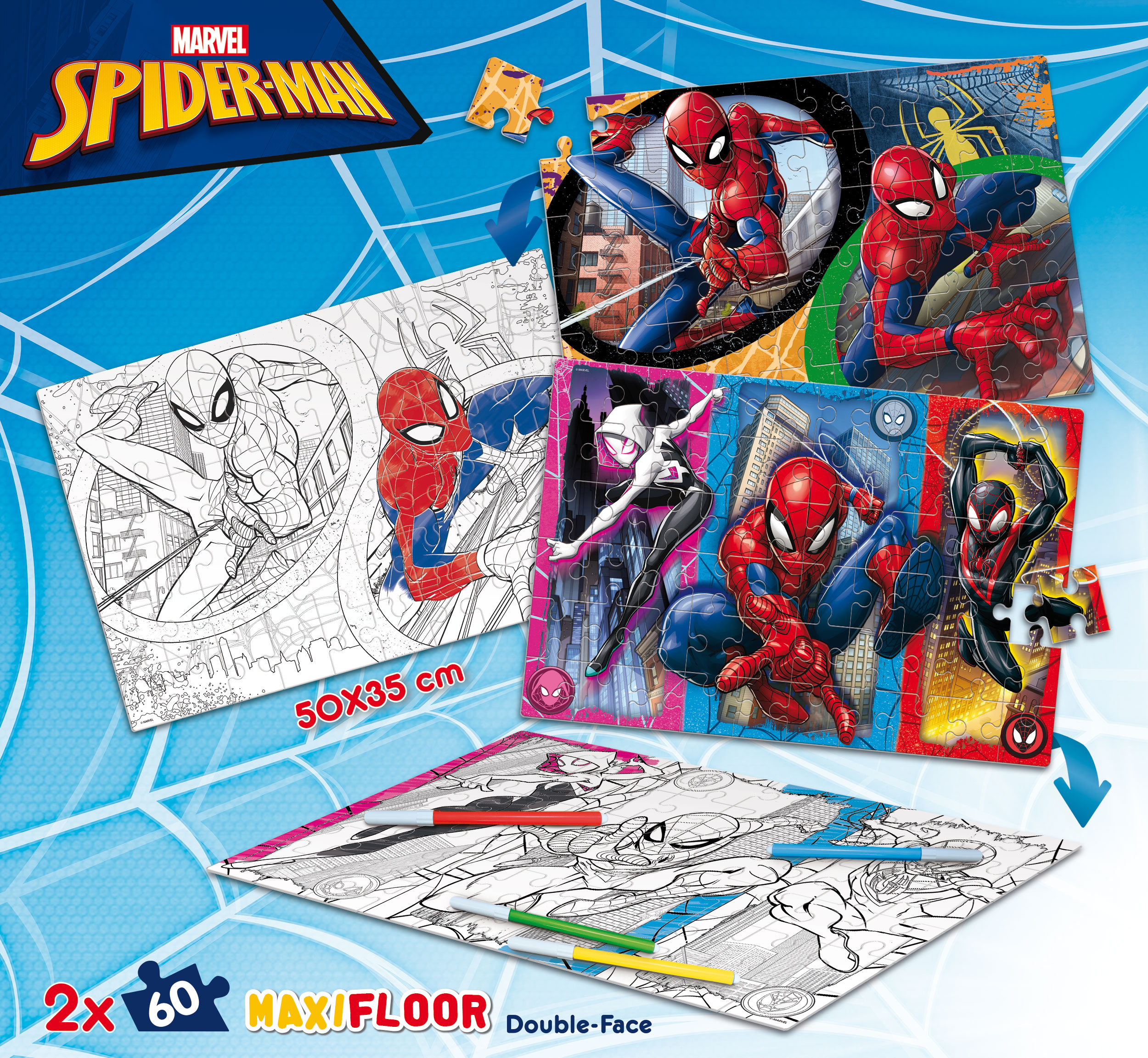 lisciani-marvel-puzzle-double-face-maxifloor-2x60-spider-man image 6