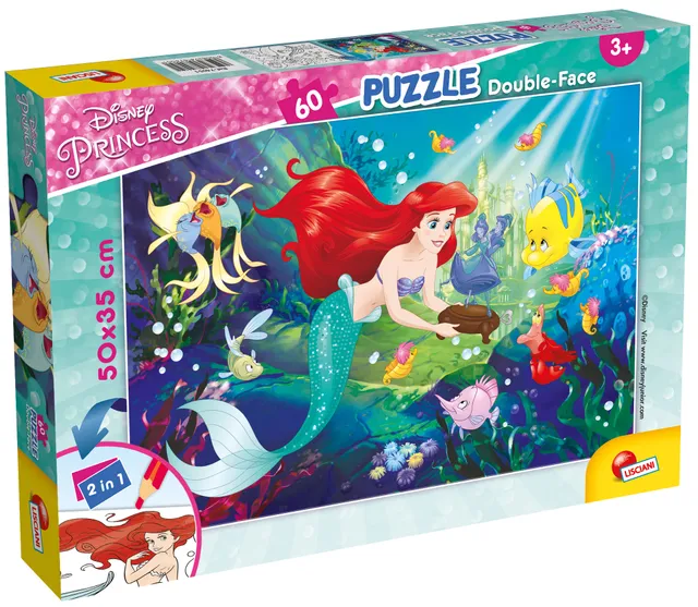 lisciani-disney-puzzle-double-face-plus-60-la-petite-sir-ne image 1